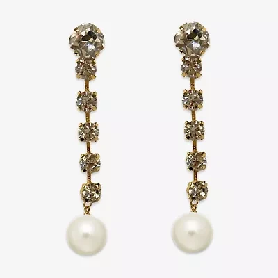 Bijoux Bar Linear Womens Simulated Pearl Drop Earrings