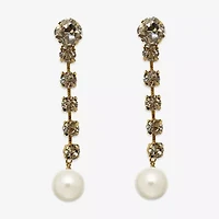 Bijoux Bar Linear Womens Simulated Pearl Drop Earrings
