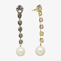 Bijoux Bar Linear Womens Simulated Pearl Drop Earrings