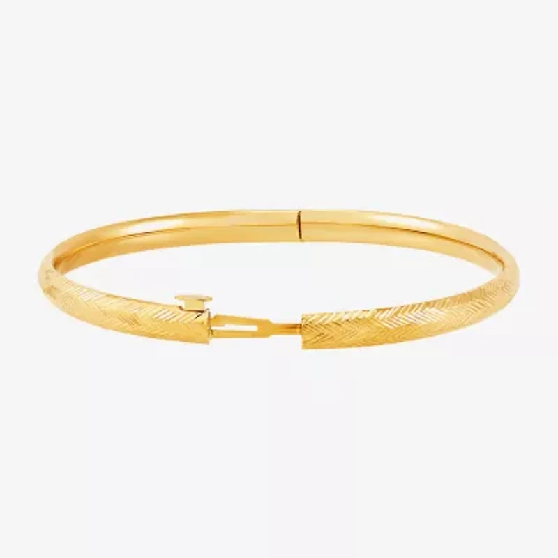 Womens 14K Gold Round Bangle Bracelet