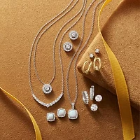 Yes, Please! Womens Lab Created White Sapphire Sterling Silver 18 Inch Pendant Necklace