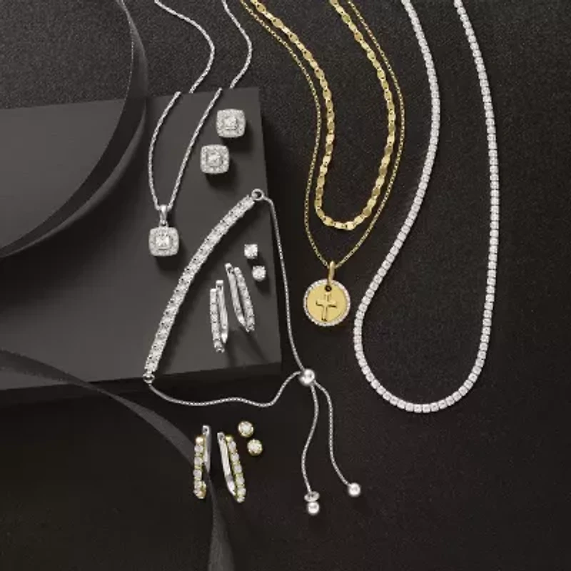 YES, PLEASE! 1/10 CT.T.W. Natural Diamond Hoop and Stud Earring Set in Sterling Silver