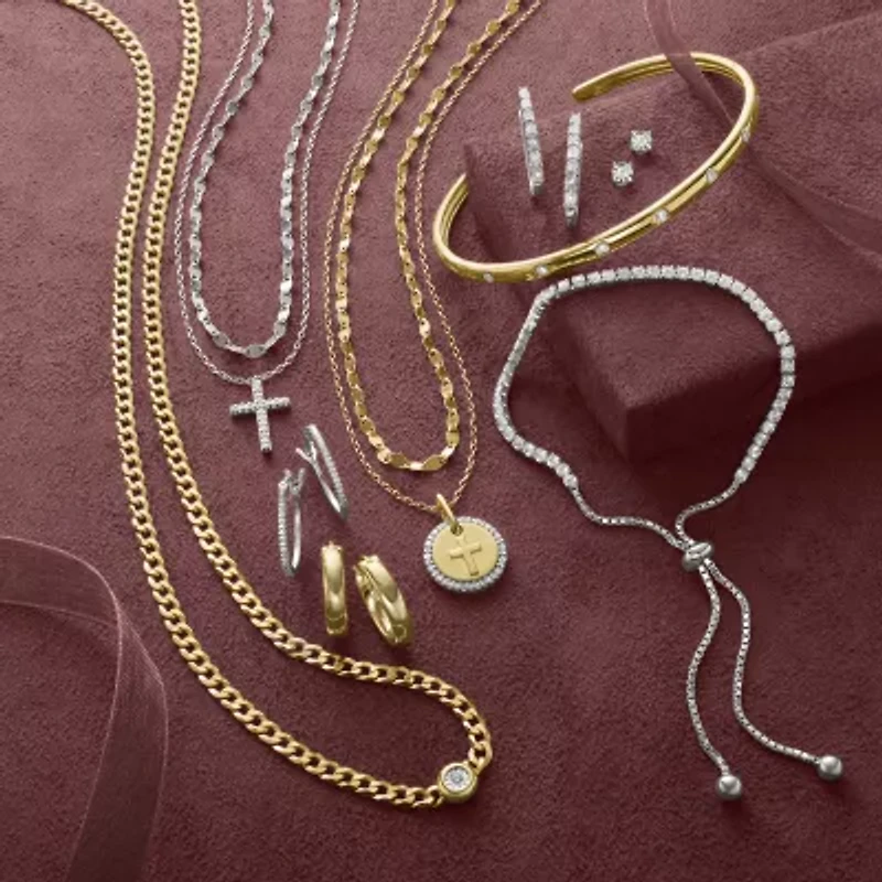 Yes,Please! Womens Diamond Accent White Diamond 14K Sterling Silver Cuff Bracelet