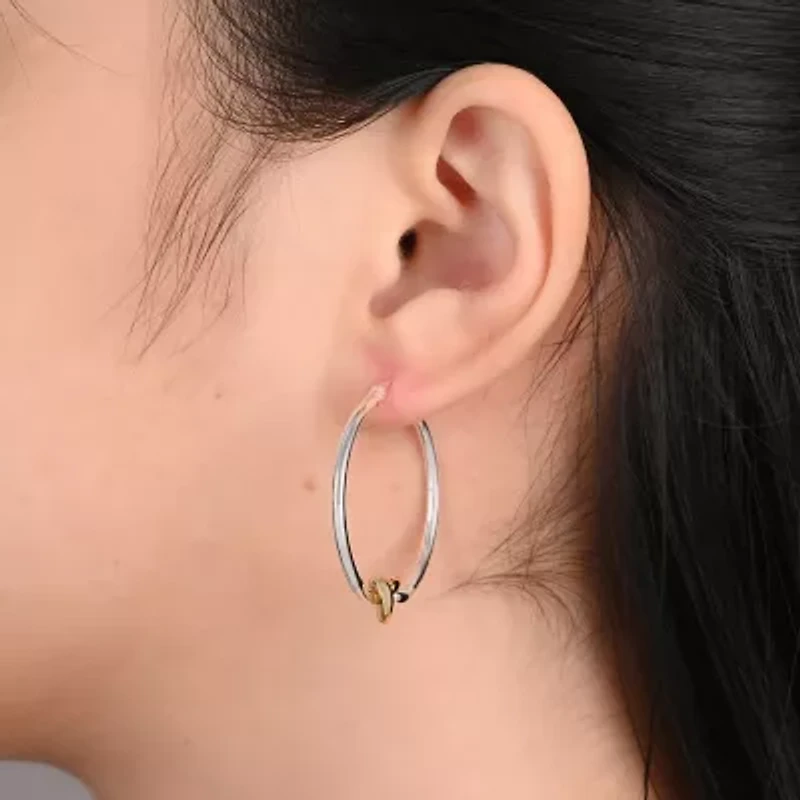 Womens 18K Gold Over Silver Sterling Silver 30mm Hoop Earrings