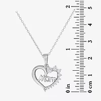 Mom Womens 7/8 CT. T.W. White Cubic Zirconia Sterling Silver Heart 18 Inch Pendant Necklace