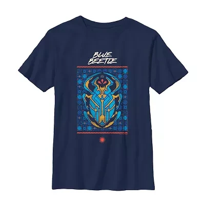 Little & Big Kid Boys Crew Neck Short Sleeve Regular Fit Blue Beetle Graphic T-Shirt