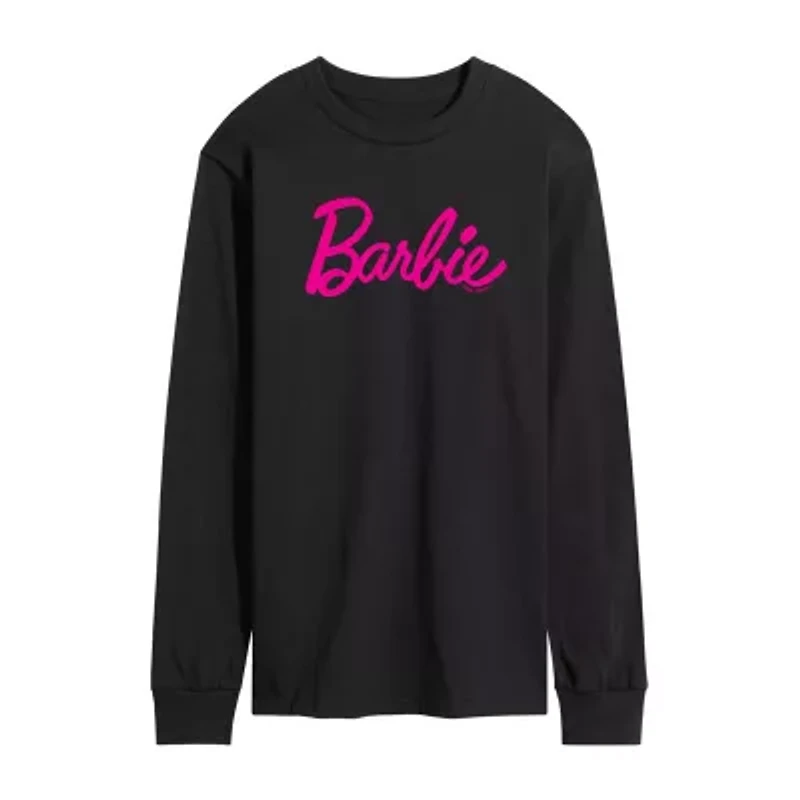 Mens Crew Neck Long Sleeve Barbie Graphic T-Shirt