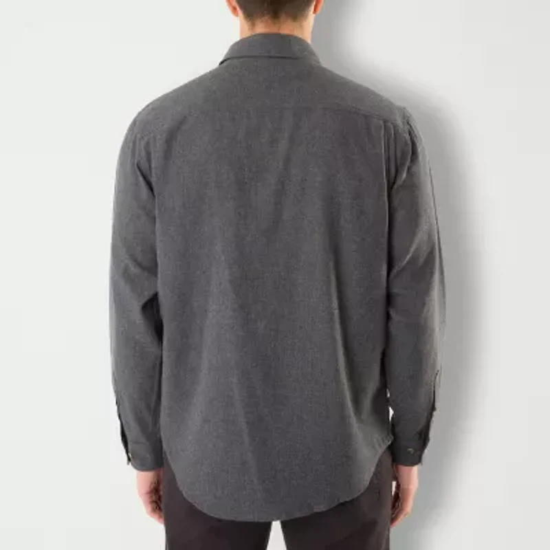 Smiths Workwear Solid Heather Mens Long Sleeve Regular Fit Flannel Shirt