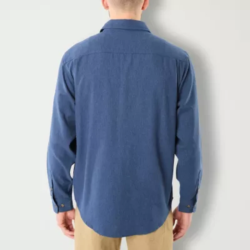 Smiths Workwear Solid Heather Mens Long Sleeve Regular Fit Flannel Shirt