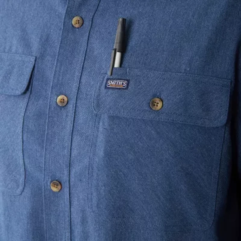 Smiths Workwear Solid Heather Mens Long Sleeve Regular Fit Flannel Shirt