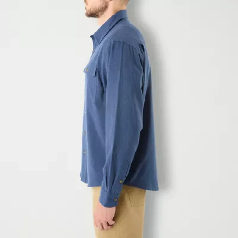 Smiths Workwear Solid Heather Mens Long Sleeve Regular Fit Flannel Shirt