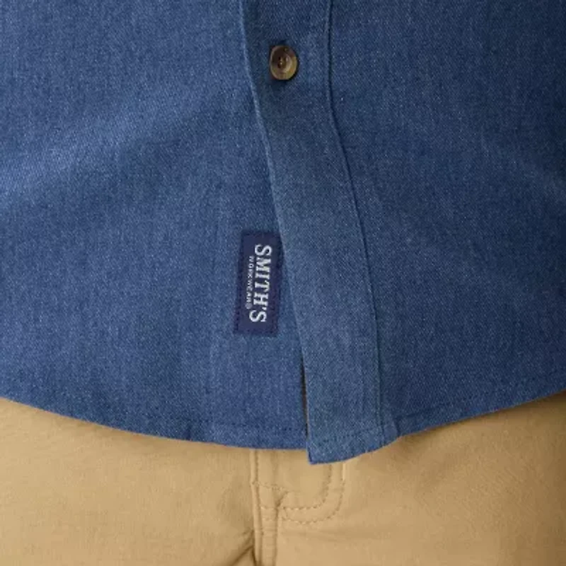 Smiths Workwear Solid Heather Mens Long Sleeve Regular Fit Flannel Shirt