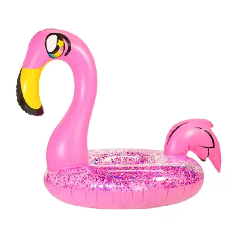 PoolCandy Jumbo 48IN Pink Glitter Flamingo Pool Tube