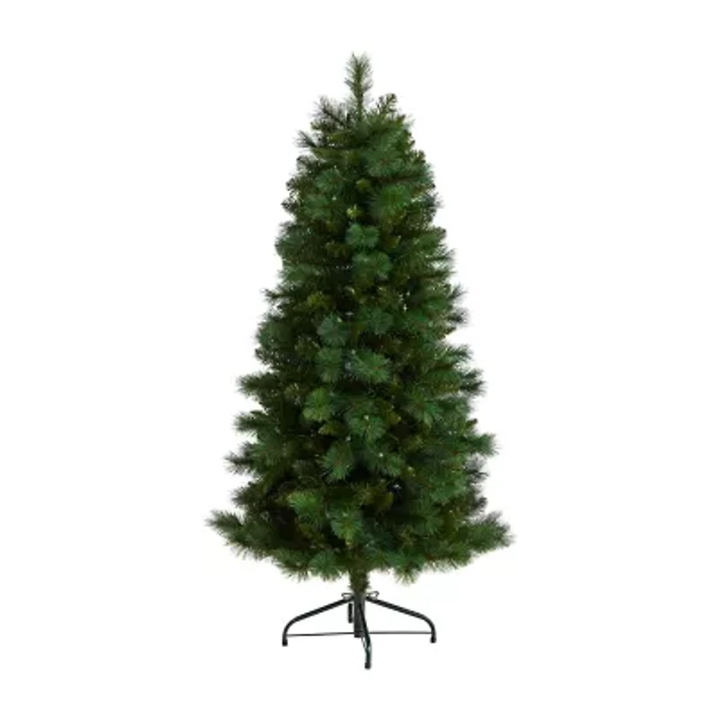 Nearly Natural Faux 5 Foot Pre-Lit Pine Christmas Tree