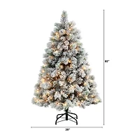 Nearly Natural Faux 5 Foot Pre-Lit Pine Christmas Tree