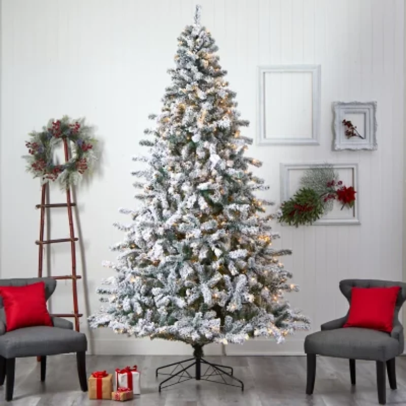 Nearly Natural Faux Green 10 Foot Pre-Lit Spruce Christmas Tree