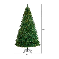 Nearly Natural Faux Douglas 11 Foot Pre-Lit Christmas Tree