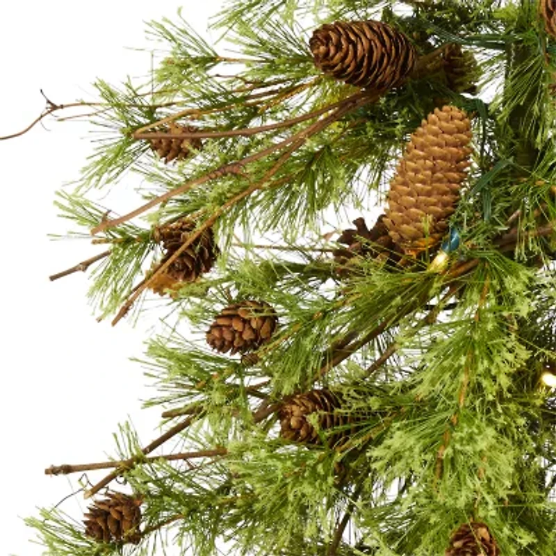 Nearly Natural Wyoming Faux 5 Foot Pre-Lit Pine Christmas Tree