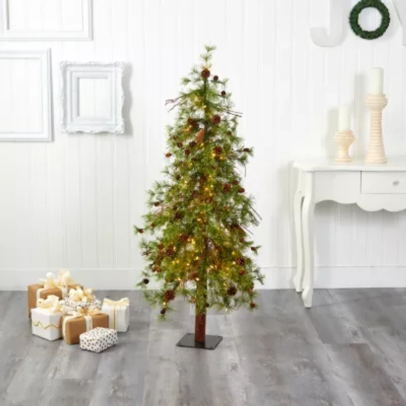 Nearly Natural Wyoming Faux 5 Foot Pre-Lit Pine Christmas Tree