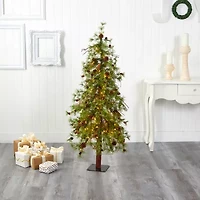 Nearly Natural Wyoming Faux 5 Foot Pre-Lit Pine Christmas Tree