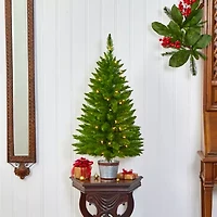Nearly Natural Providence Faux 3 Foot Pre-Lit Pine Christmas Tree