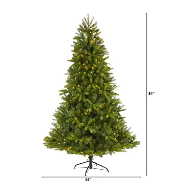 Nearly Natural New Haven Faux 7 Foot Pre-Lit Spruce Christmas Tree
