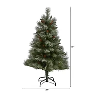 Nearly Natural Snowed Mountain Faux 4 Foot Pine Christmas Tree