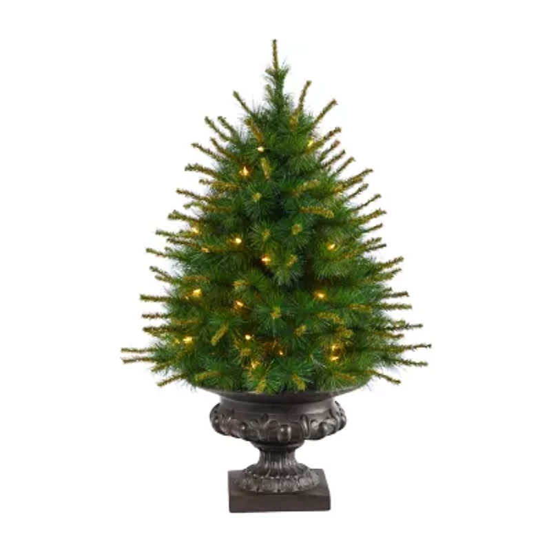 Nearly Natural Faux 3 1/2 Foot Pre-Lit Pine Christmas Tree