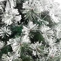 Nearly Natural Flocked Oregon Faux 5 Foot Pre-Lit Pine Christmas Tree