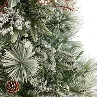 Nearly Natural Flocked Faux Porch 5 Foot Pre-Lit Christmas Tree