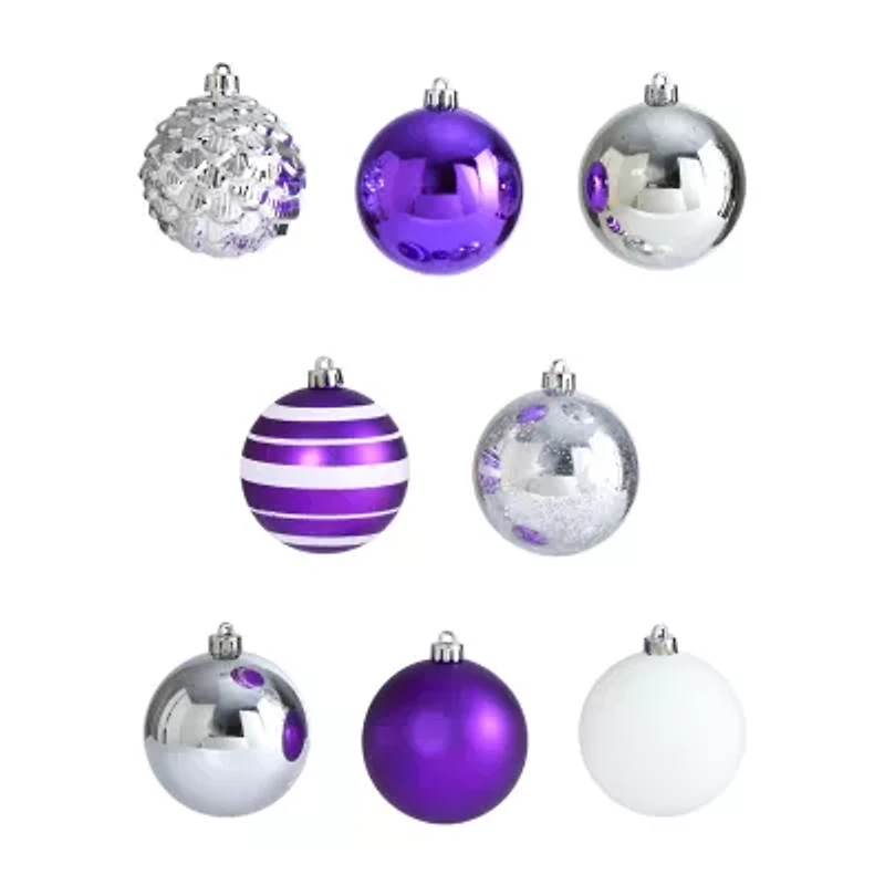 Nearly Natural Shatterproof Tree Purple Set 64-Pc Christmas Ornament