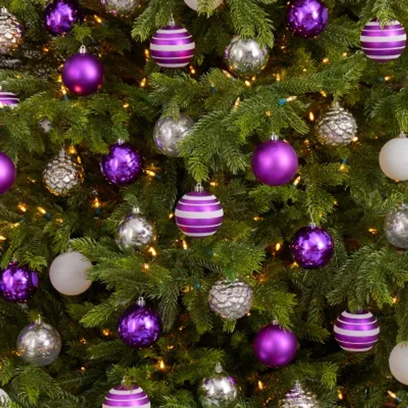Nearly Natural Shatterproof Tree Purple Set 64-Pc Christmas Ornament