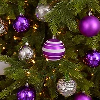 Nearly Natural Shatterproof Tree Purple Set 64-Pc Christmas Ornament