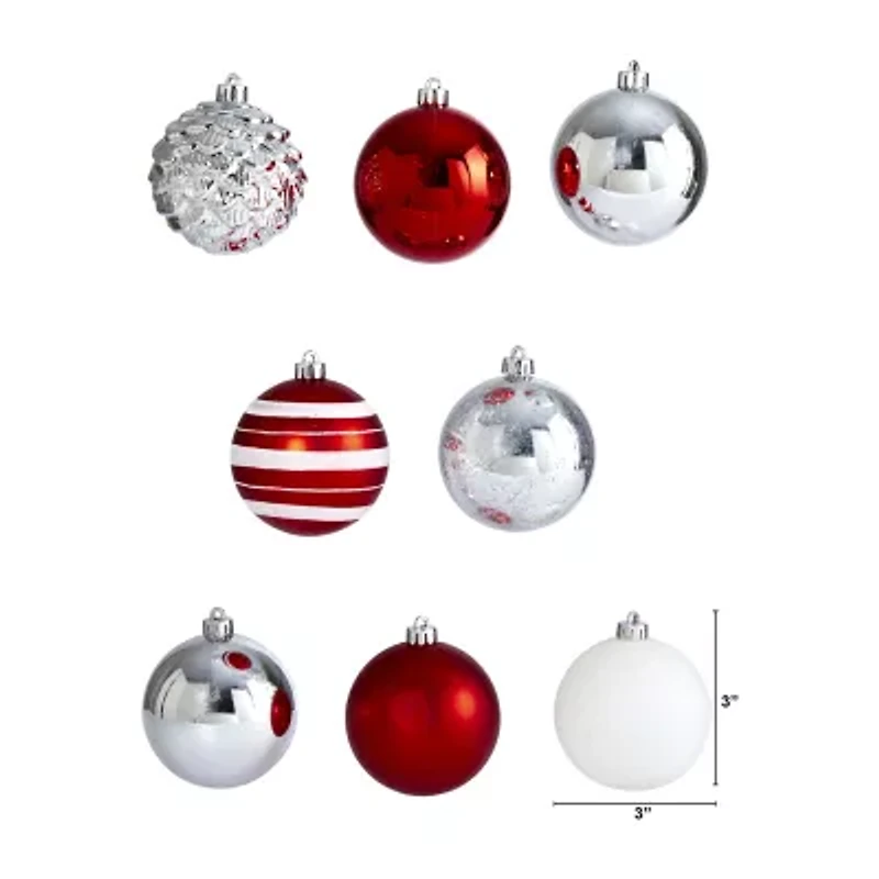 Nearly Natural Shatterproof Tree Red Set 64-Pc Christmas Ornament