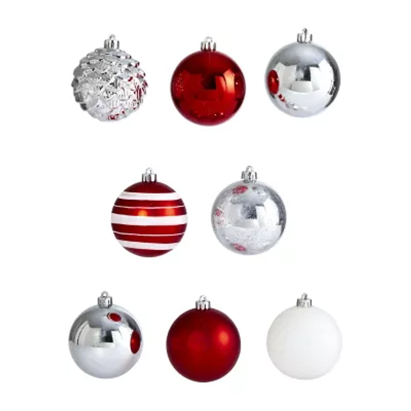 Nearly Natural Shatterproof Tree Red Set 64-Pc Christmas Ornament