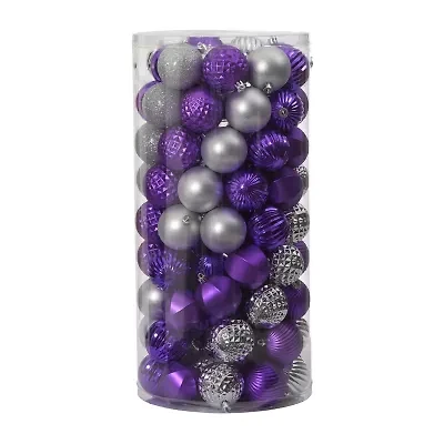 Nearly Natural Shatterproof Tree Silver Box 101-Pc Christmas Ornament