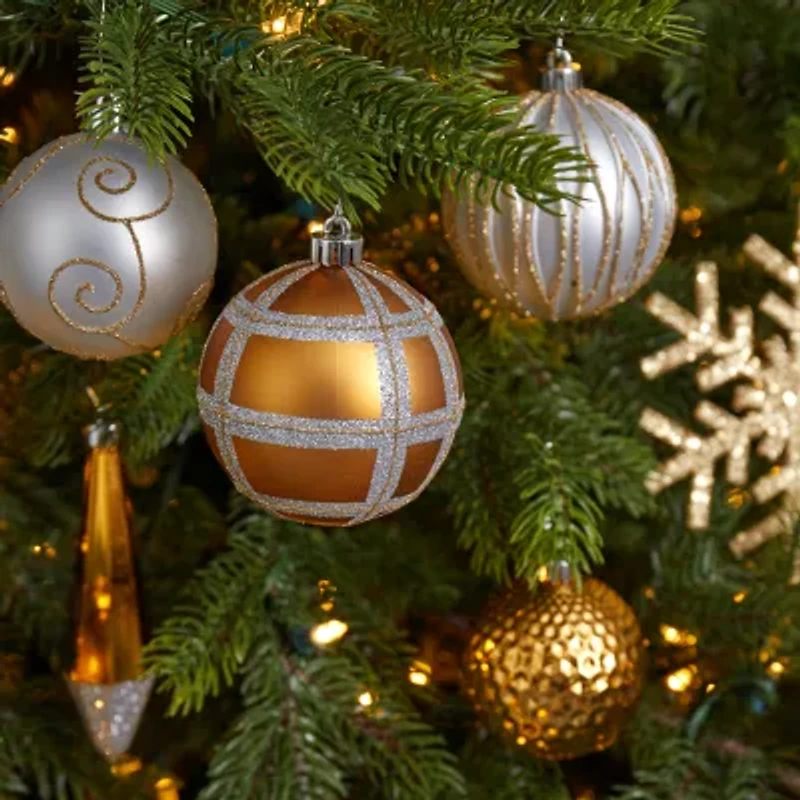 Nearly Natural Shatterproof Tree Orange Box 52-Pc Christmas Ornament