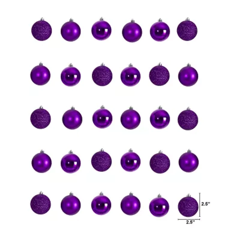 Nearly Natural Holiday 2.5in. Shatterproof 30-pc. Christmas Ornament