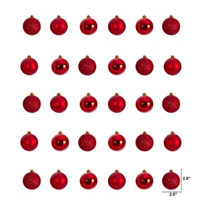 Nearly Natural Holiday 2.5in. Shatterproof 30-pc. Christmas Ornament
