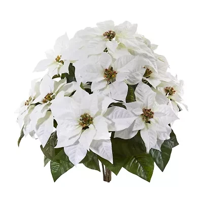 Nearly Natural 24in. Faux Poinsettia Plant White 2-pc. Christmas Tabletop Decor