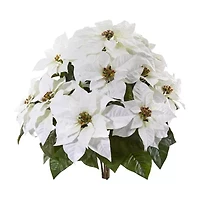 Nearly Natural 24in. Faux Poinsettia Plant White 2-pc. Christmas Tabletop Decor