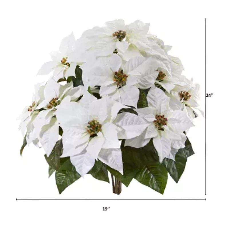 Nearly Natural 24in. Faux Poinsettia Plant White 2-pc. Christmas Tabletop Decor