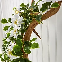 Nearly Natural 30in. Faux Poinsettia Holly Plant White Christmas Tabletop Decor