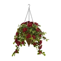 Nearly Natural 42in. Faux Poinsettia Holly Plant Red Christmas Tabletop Decor