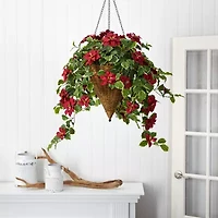 Nearly Natural 42in. Faux Poinsettia Holly Plant Red Christmas Tabletop Decor
