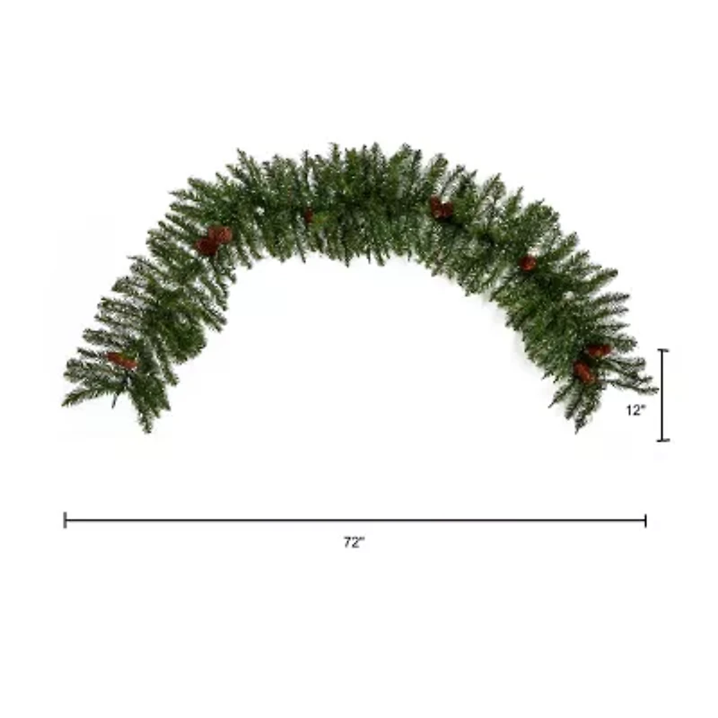 Nearly Natural 6ft. Mixed Pines Faux Pre-Lit Christmas Indoor Garland