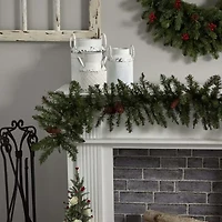 Nearly Natural 6ft. Mixed Pines Faux Pre-Lit Christmas Indoor Garland
