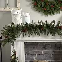 Nearly Natural 6ft. Mixed Pines Faux Pre-Lit Christmas Indoor Garland