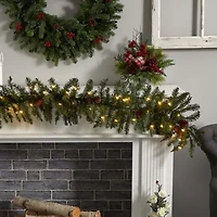 Nearly Natural 6ft. Mixed Pines Faux Pre-Lit Christmas Indoor Garland