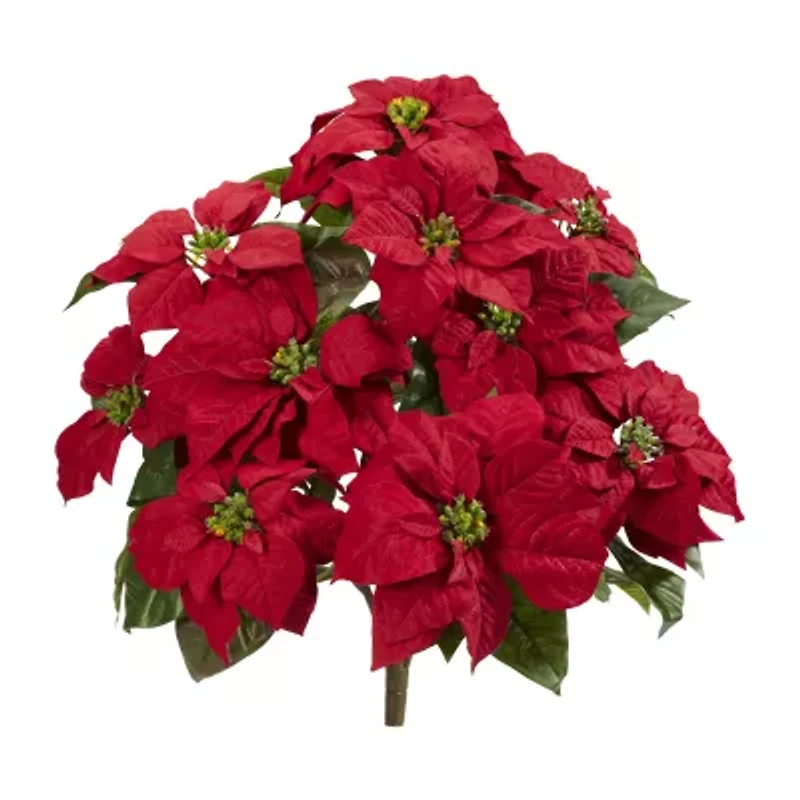 Nearly Natural 24in. Poinsettia Artificial Plant 2-pc. Christmas Tabletop Decor